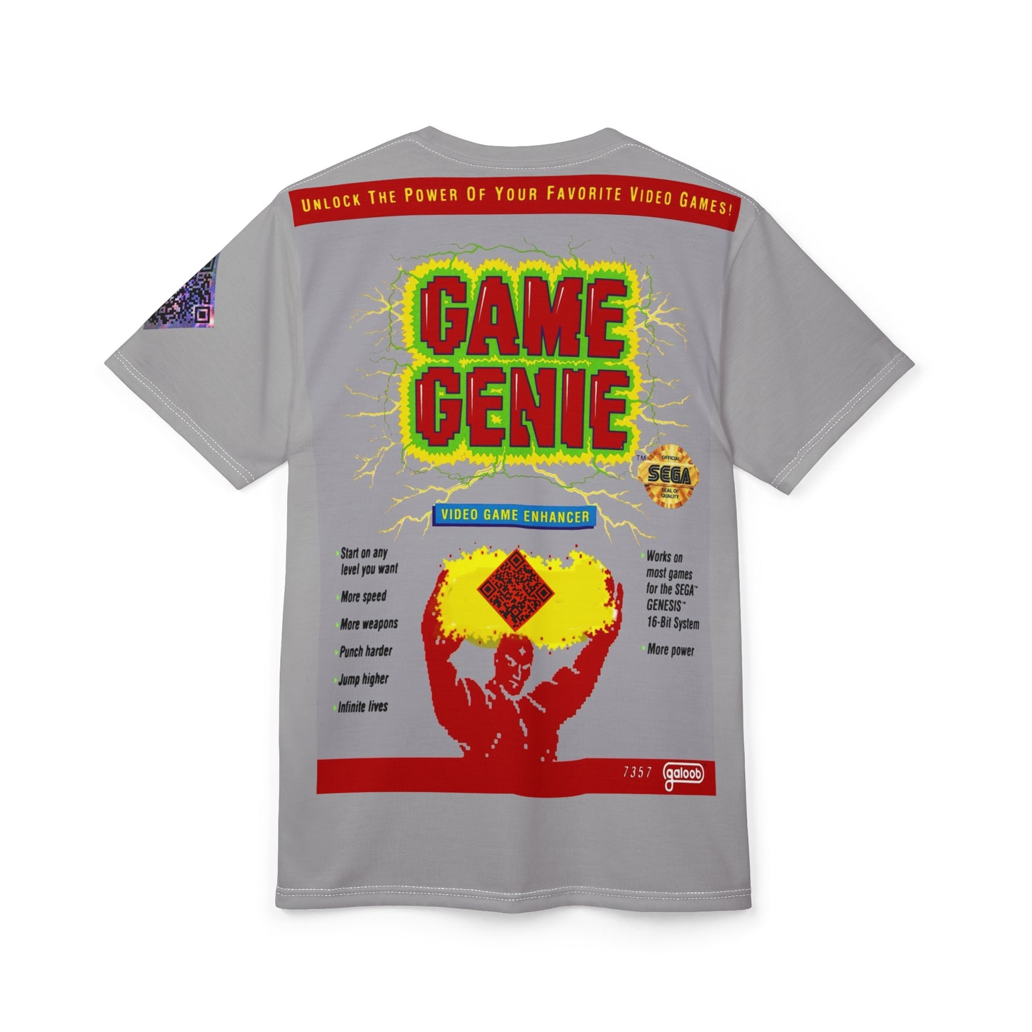 Game Genie Digital Retro Gaming Tribute Unisex Cut & Sew Tee (AOP)