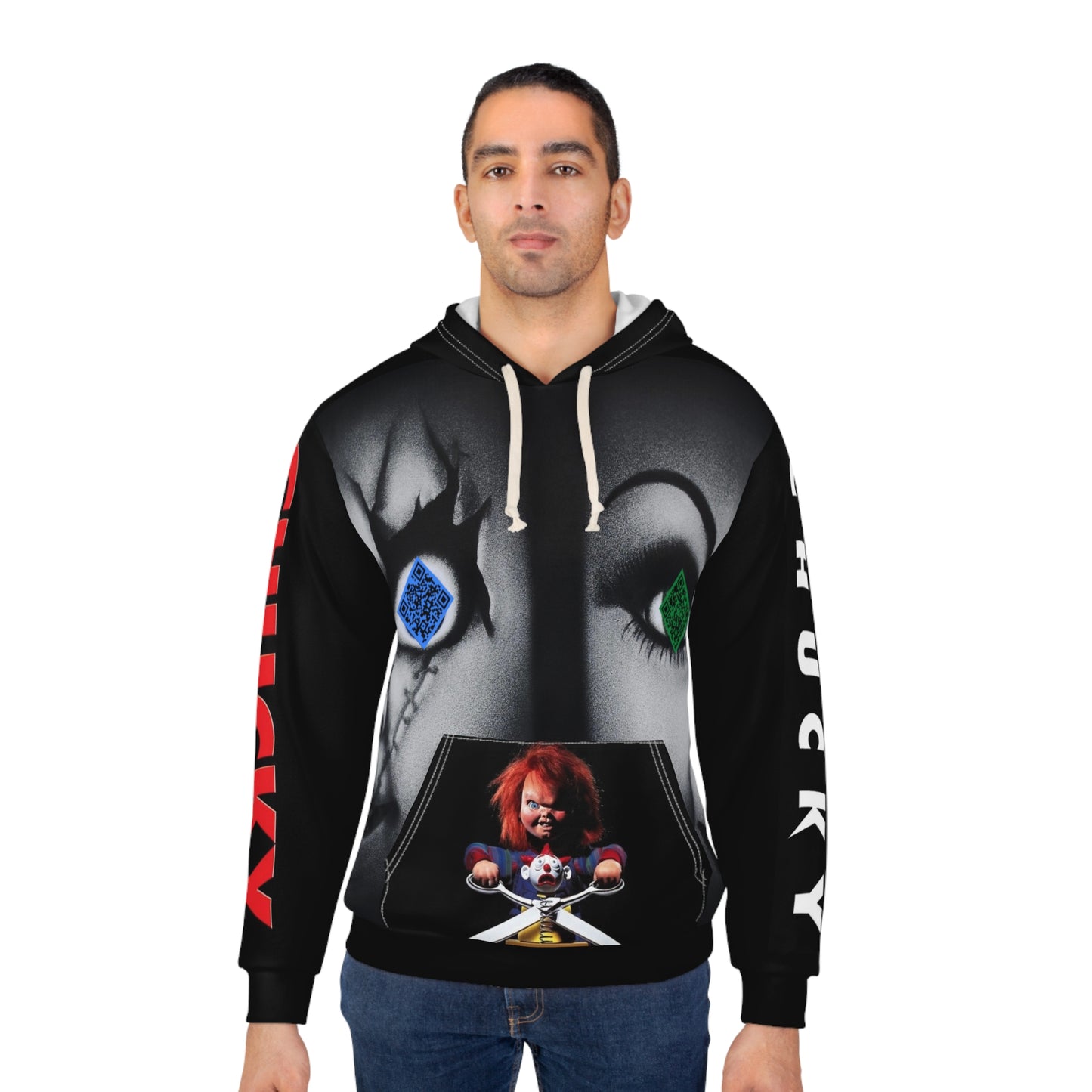 Chucky Tribute Digital Nightmare Unisex Pullover Hoodie (AOP)