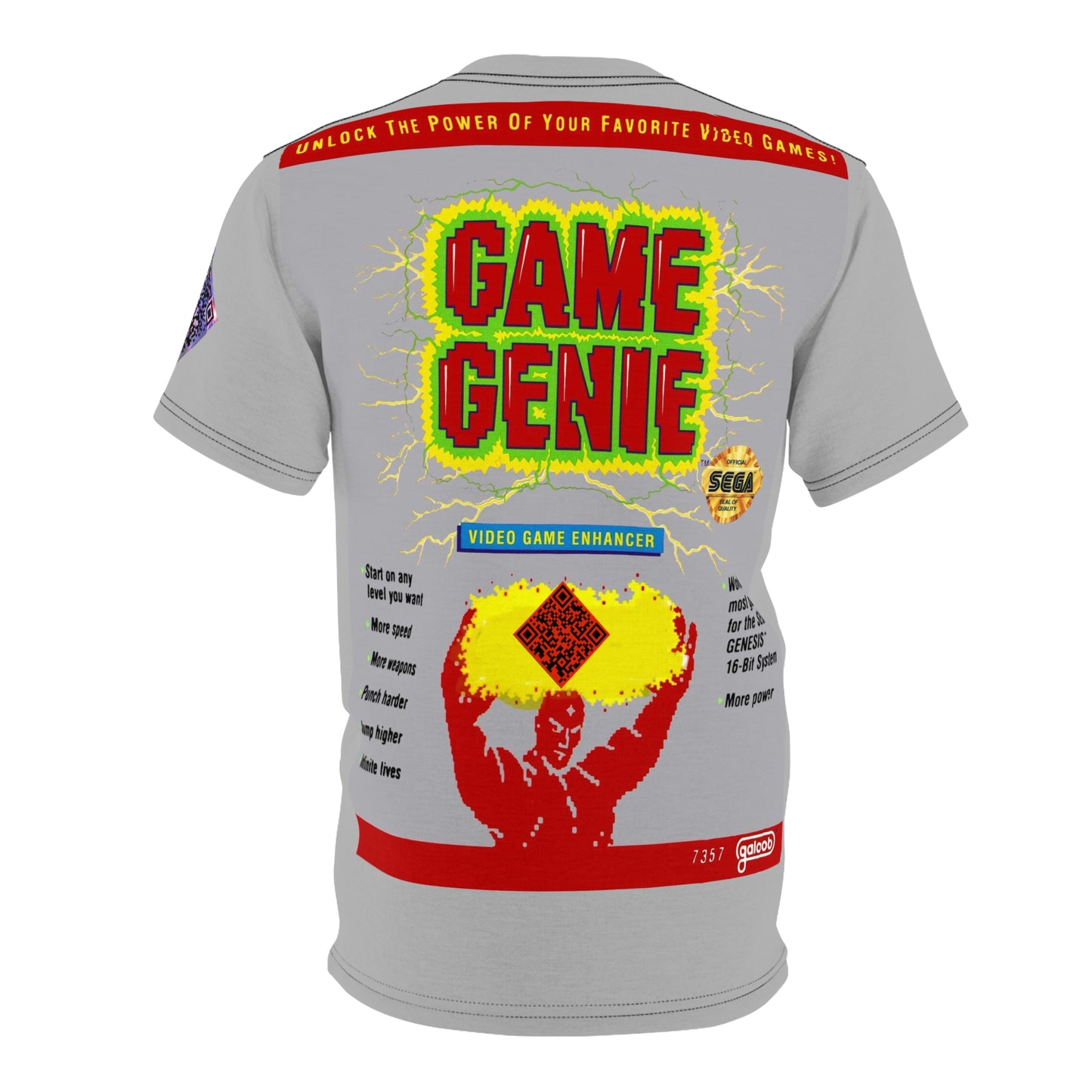 Game Genie Digital Retro Gaming Tribute Unisex Cut & Sew Tee (AOP)