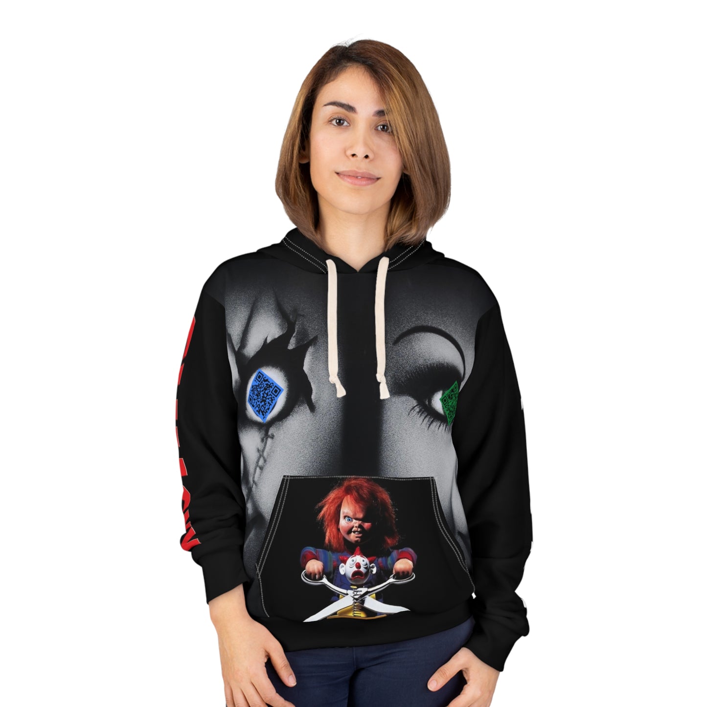 Chucky Tribute Digital Nightmare Unisex Pullover Hoodie (AOP)