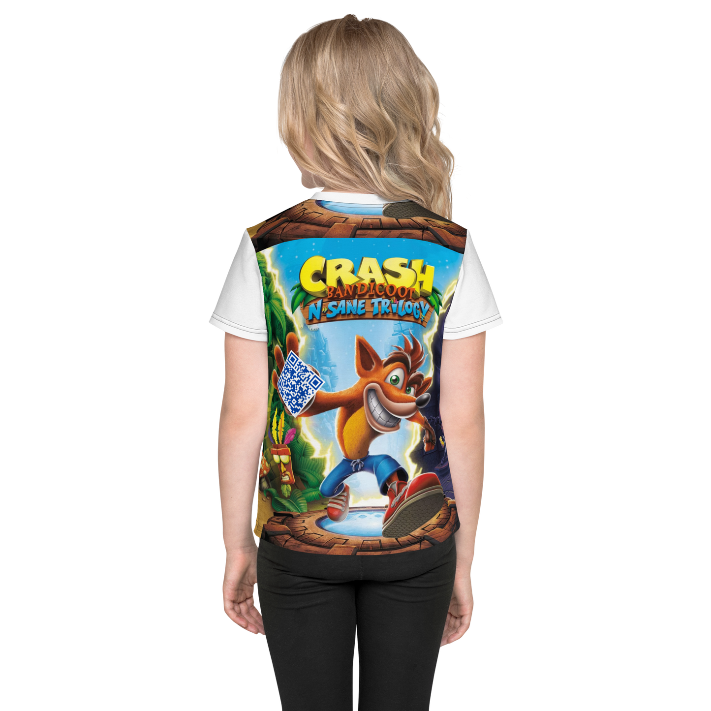 Digital Crash Bandicoot Retro Gaming Tribute Kids crew neck t-shirt