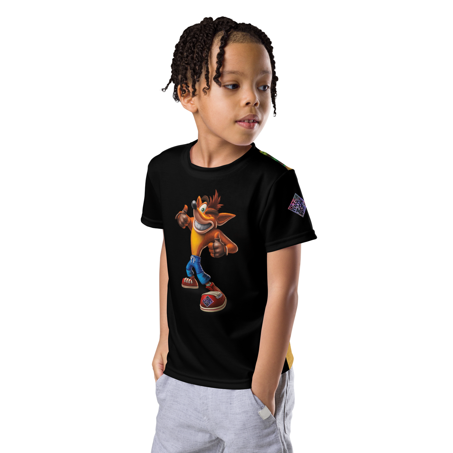 Digital Crash Bandicoot Retro Gaming Tribute Kids crew neck t-shirt
