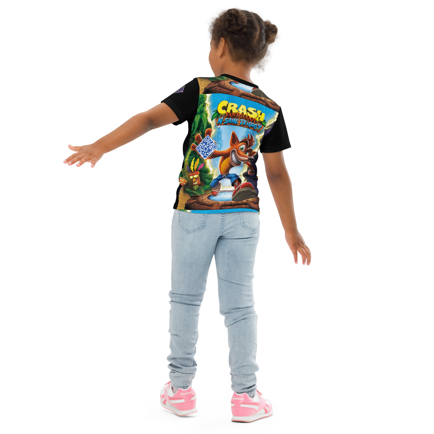 Digital Crash Bandicoot Retro Gaming Tribute Kids crew neck t-shirt