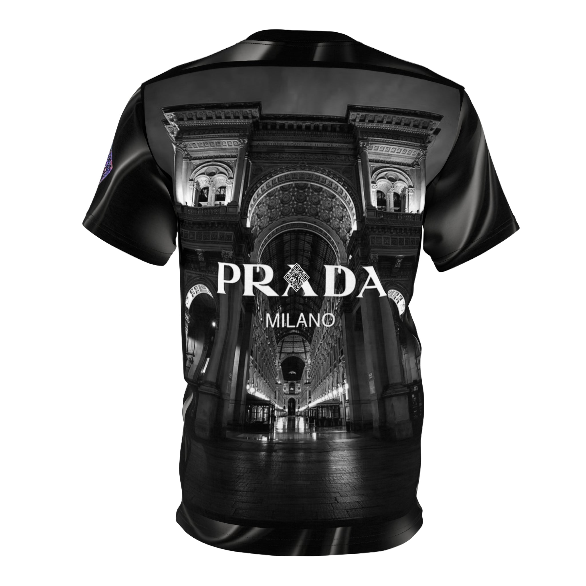 Abstract Black Prada Digital Design Tribute Cut & Sew Tee