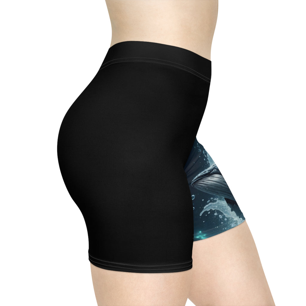 Whales & Sharks Digital Graphic Biker Shorts — Digital Apparel