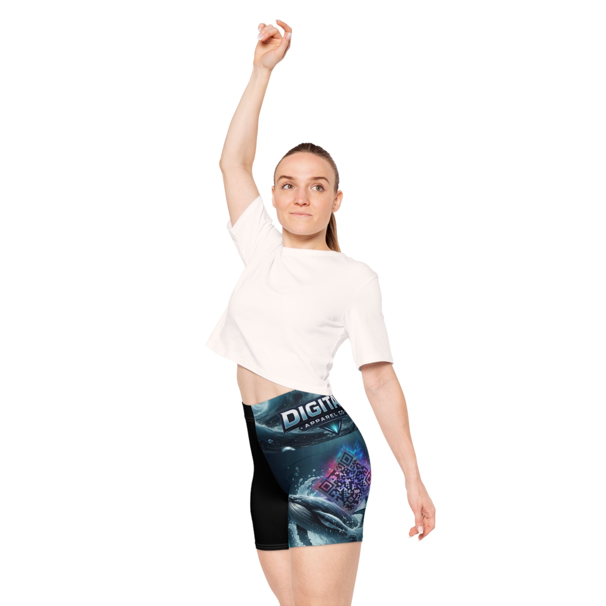 Whales & Sharks Digital Graphic Biker Shorts — Digital Apparel