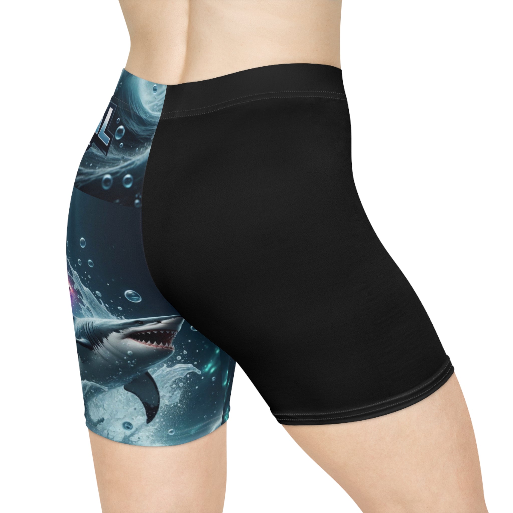 Whales & Sharks Digital Graphic Biker Shorts — Digital Apparel