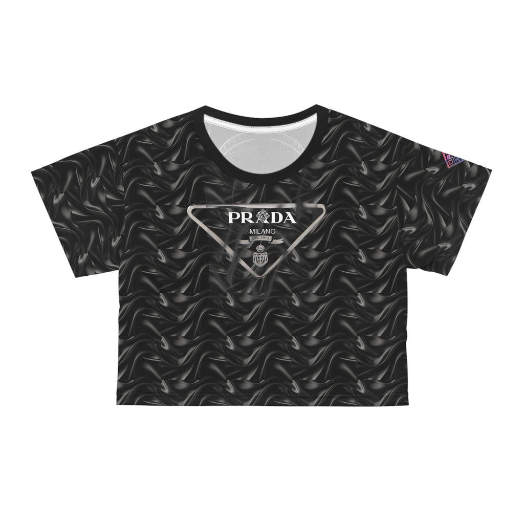 Abstract Black Prada Digital Crop Tee for Women - Tribute Tee