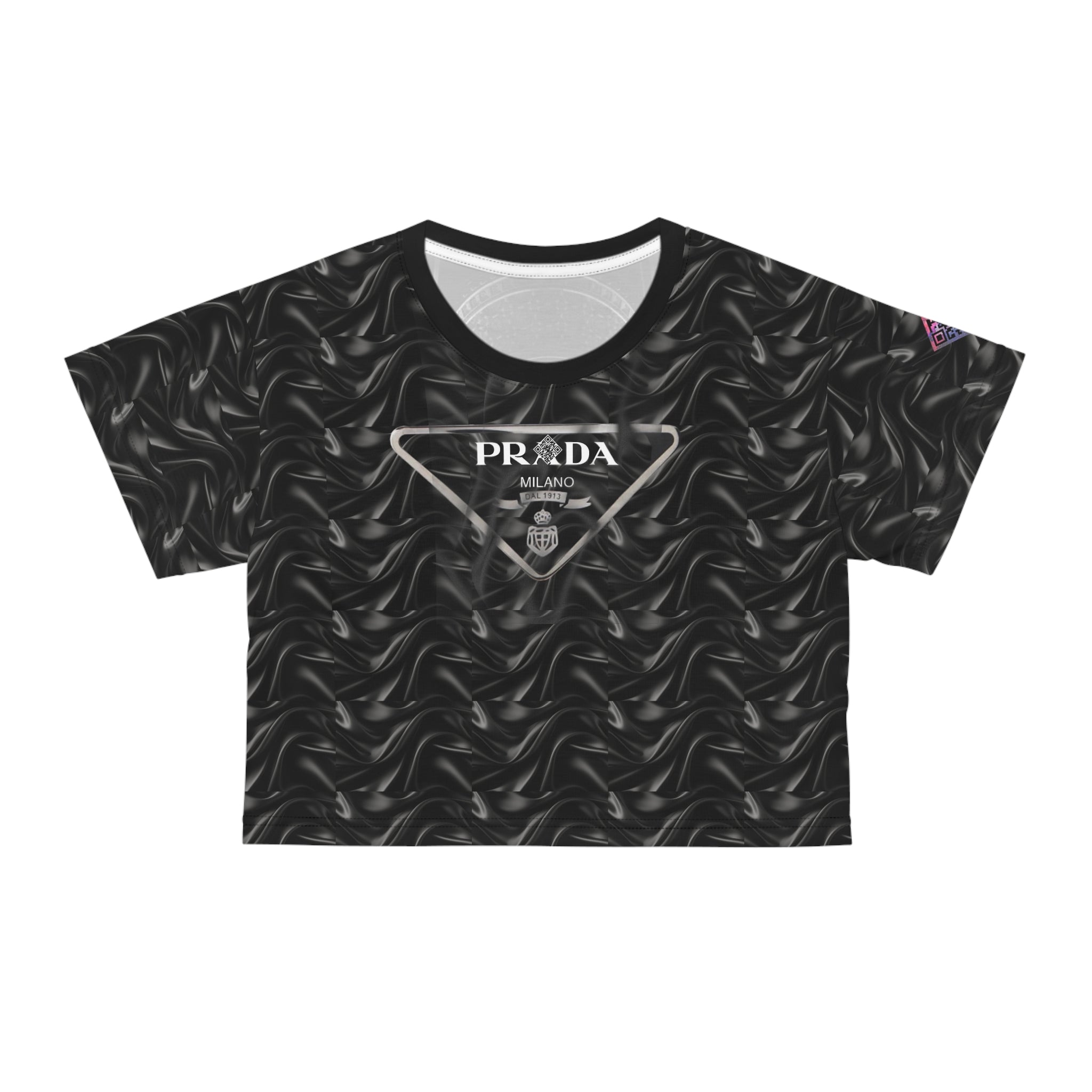 Abstract Black Prada Digital Crop Tee for Women - Tribute Tee