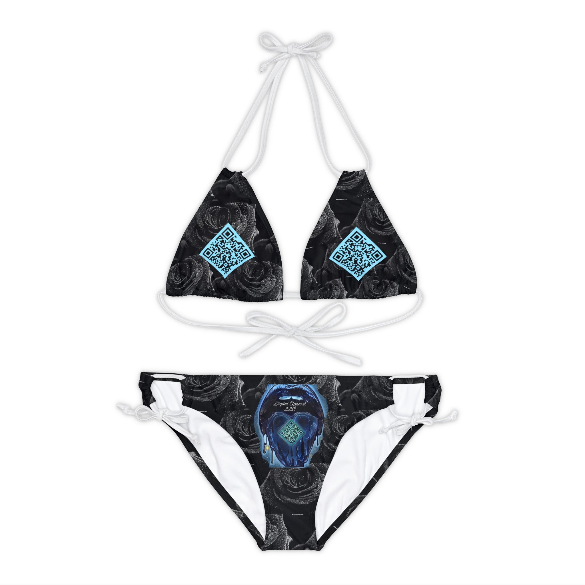 Black Rose Digital Bikini Set