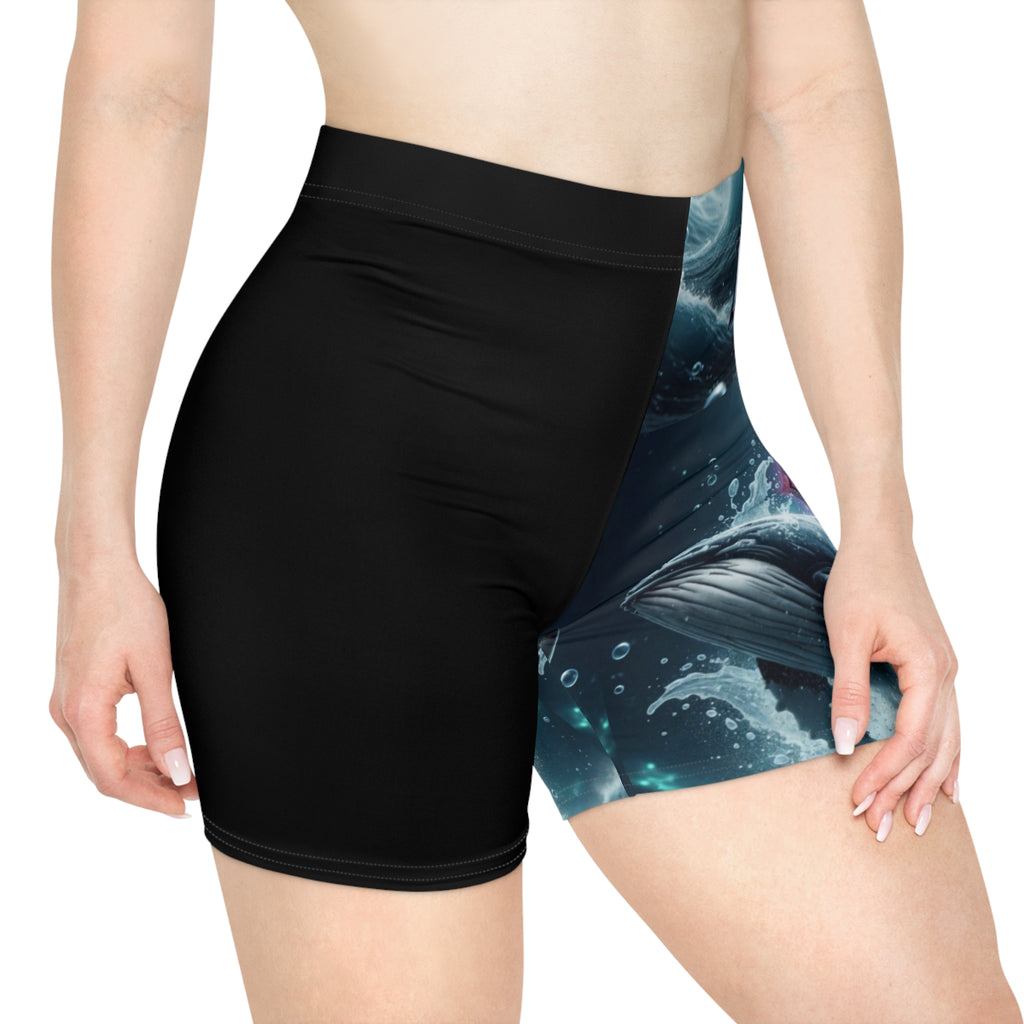 Whales & Sharks Digital Graphic Biker Shorts — Digital Apparel