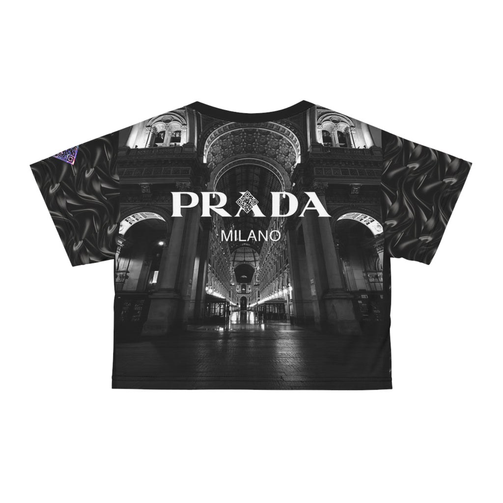 Abstract Black Prada Digital Crop Tee for Women - Tribute Tee