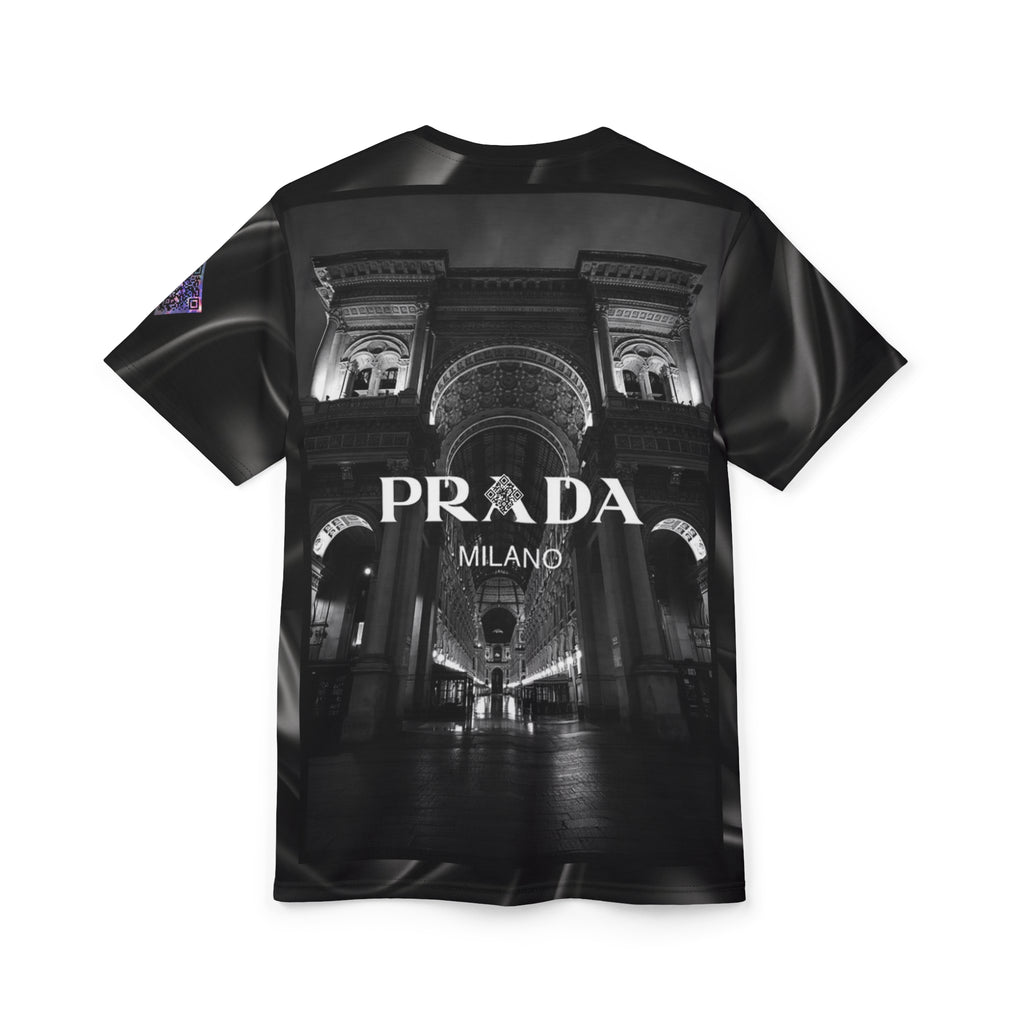 Abstract Black Prada Digital Design Tribute Cut & Sew Tee