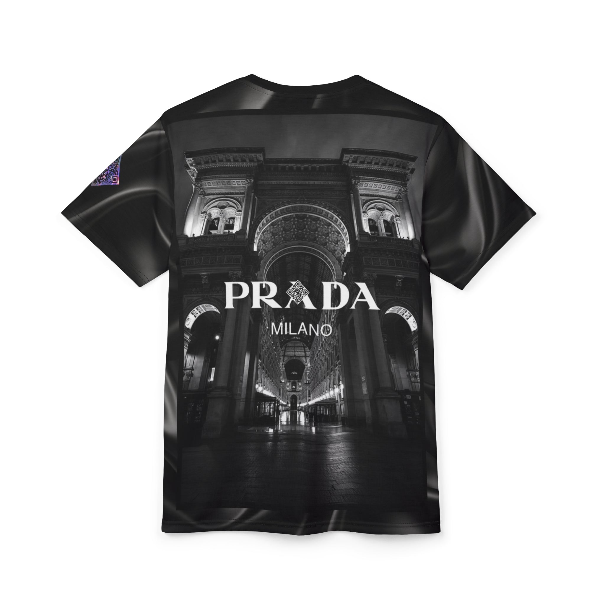 Abstract Black Prada Digital Design Tribute Cut & Sew Tee