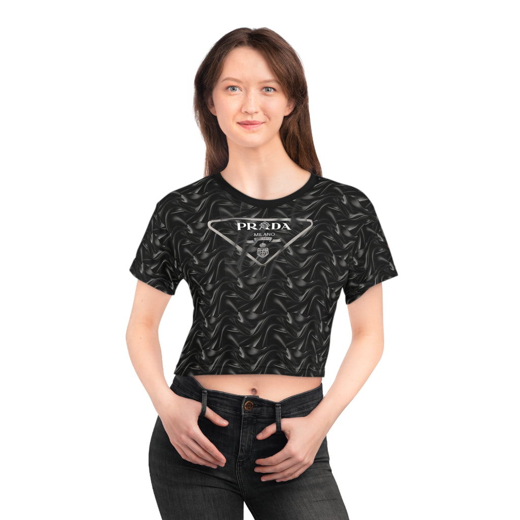 Abstract Black Prada Digital Crop Tee for Women - Tribute Tee