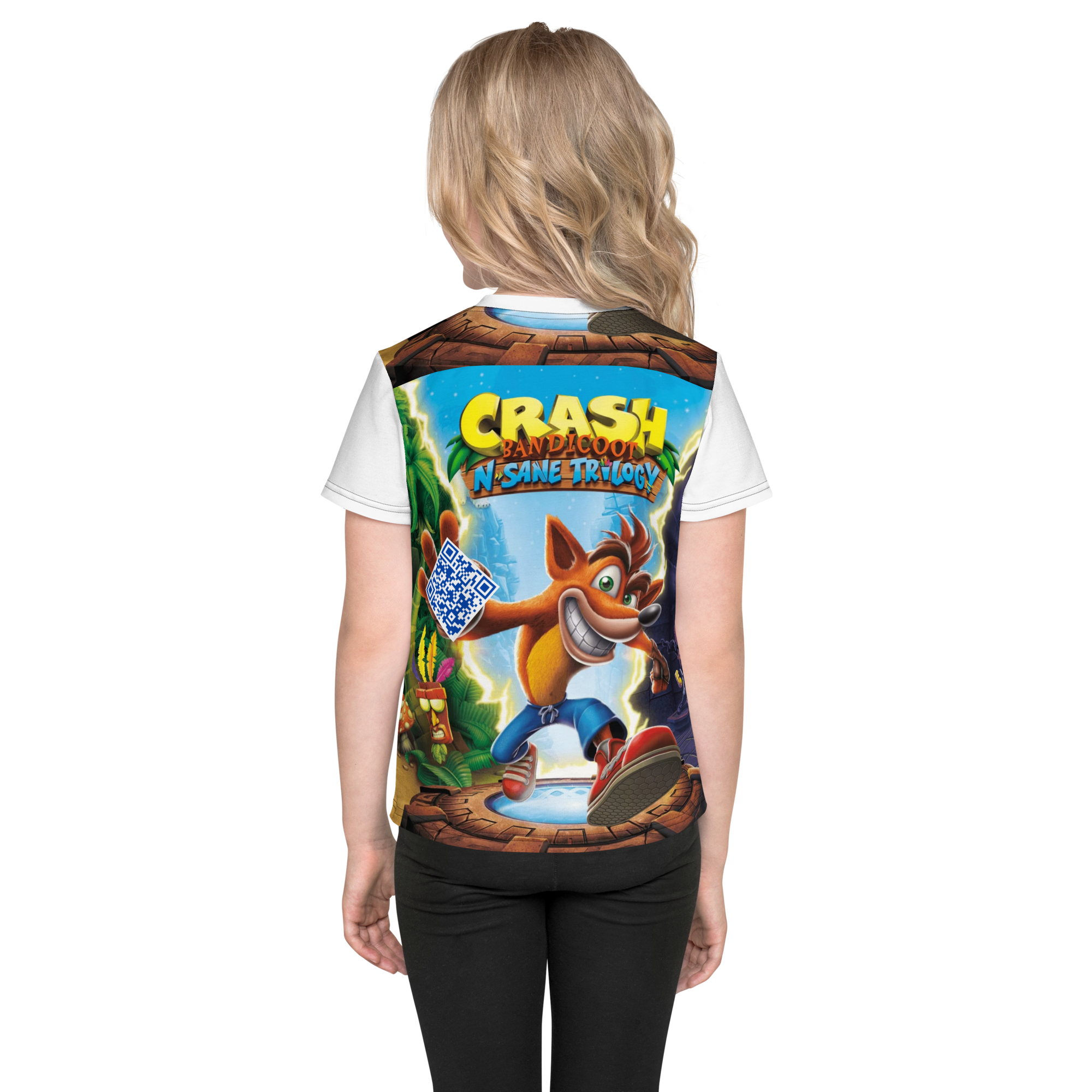 Digital Crash Bandicoot Retro Gaming Tribute Kids crew neck t-shirt