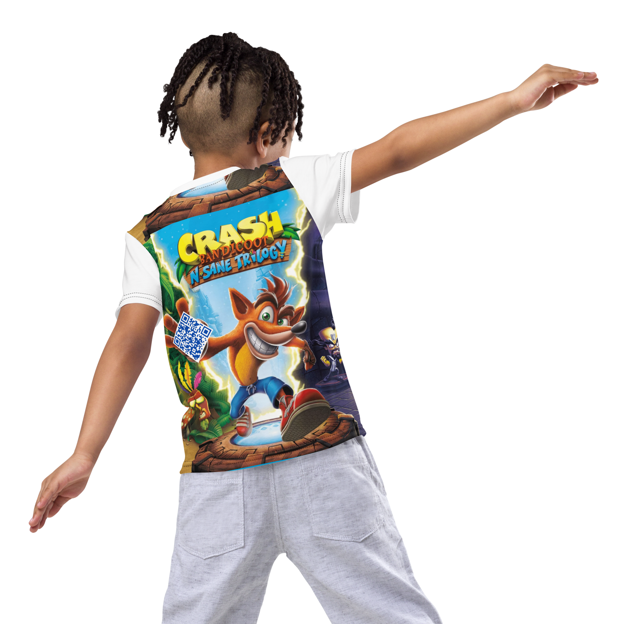 Digital Crash Bandicoot Retro Gaming Tribute Kids crew neck t-shirt