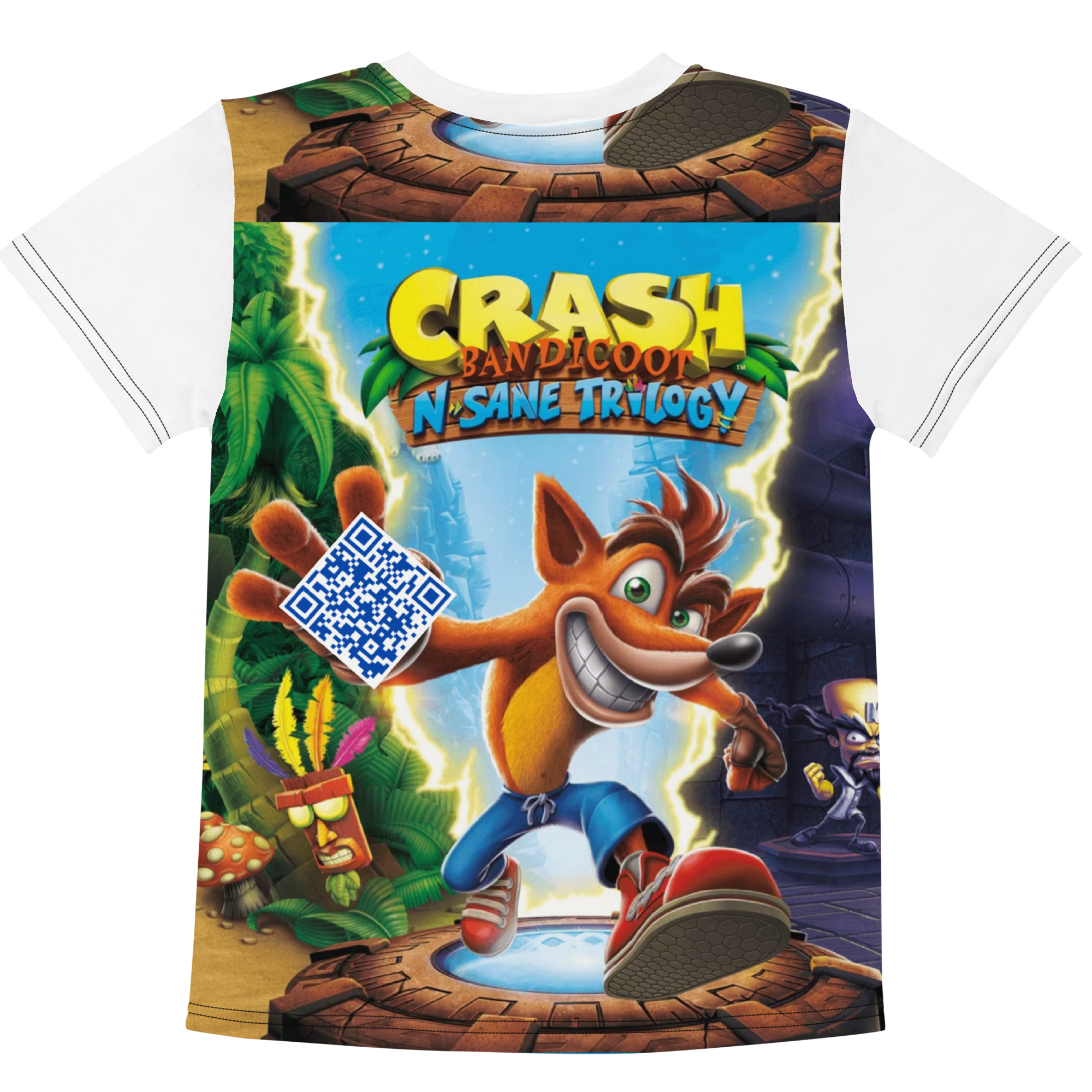 Digital Crash Bandicoot Retro Gaming Tribute Kids crew neck t-shirt