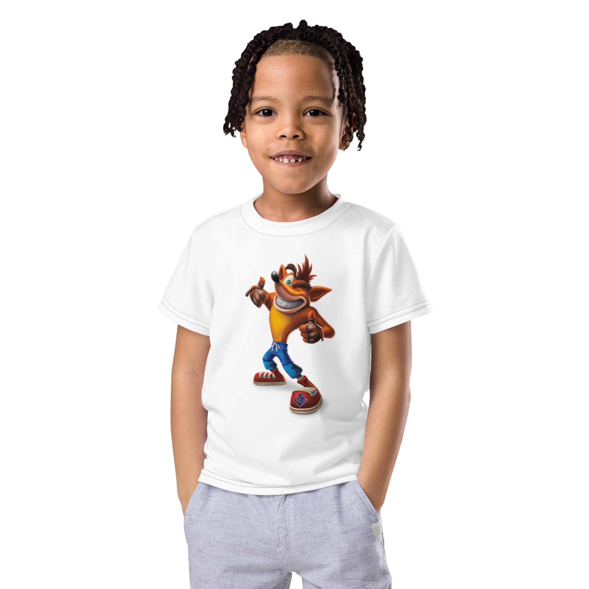 Digital Crash Bandicoot Retro Gaming Tribute Kids crew neck t-shirt