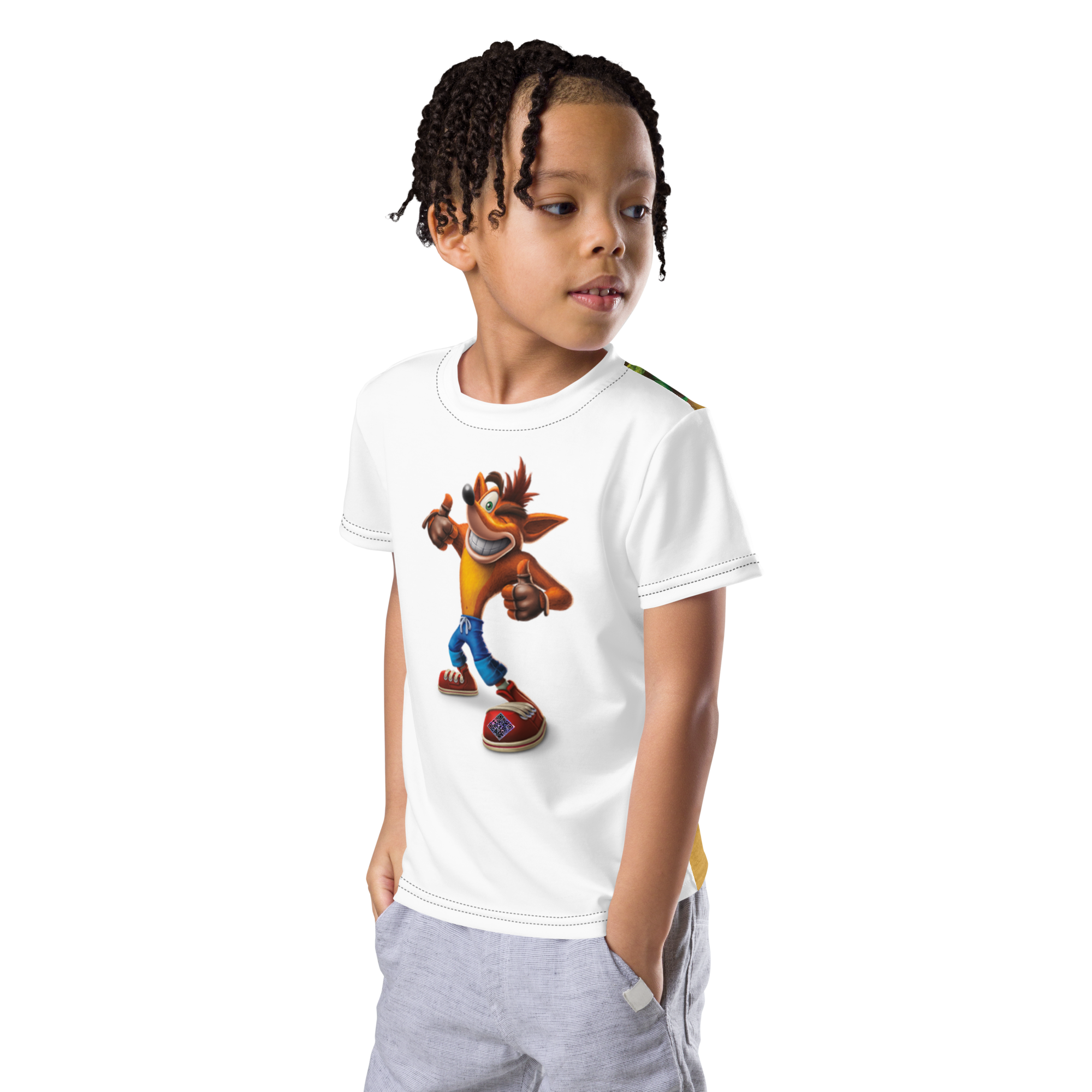 Digital Crash Bandicoot Retro Gaming Tribute Kids crew neck t-shirt