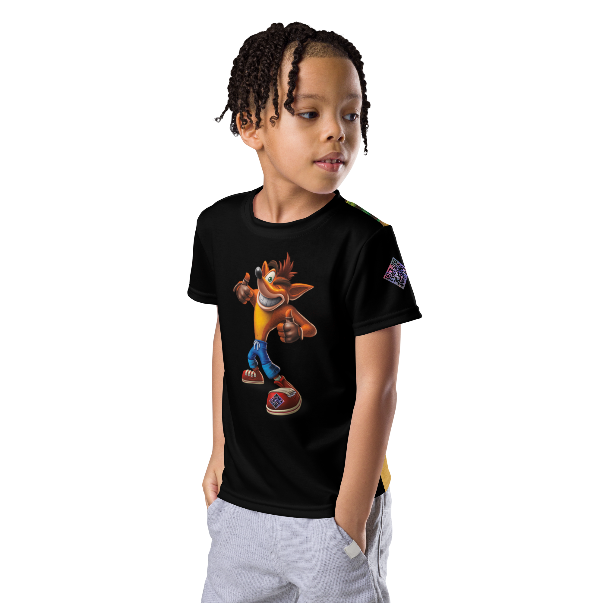 Digital Crash Bandicoot Retro Gaming Tribute Kids crew neck t-shirt
