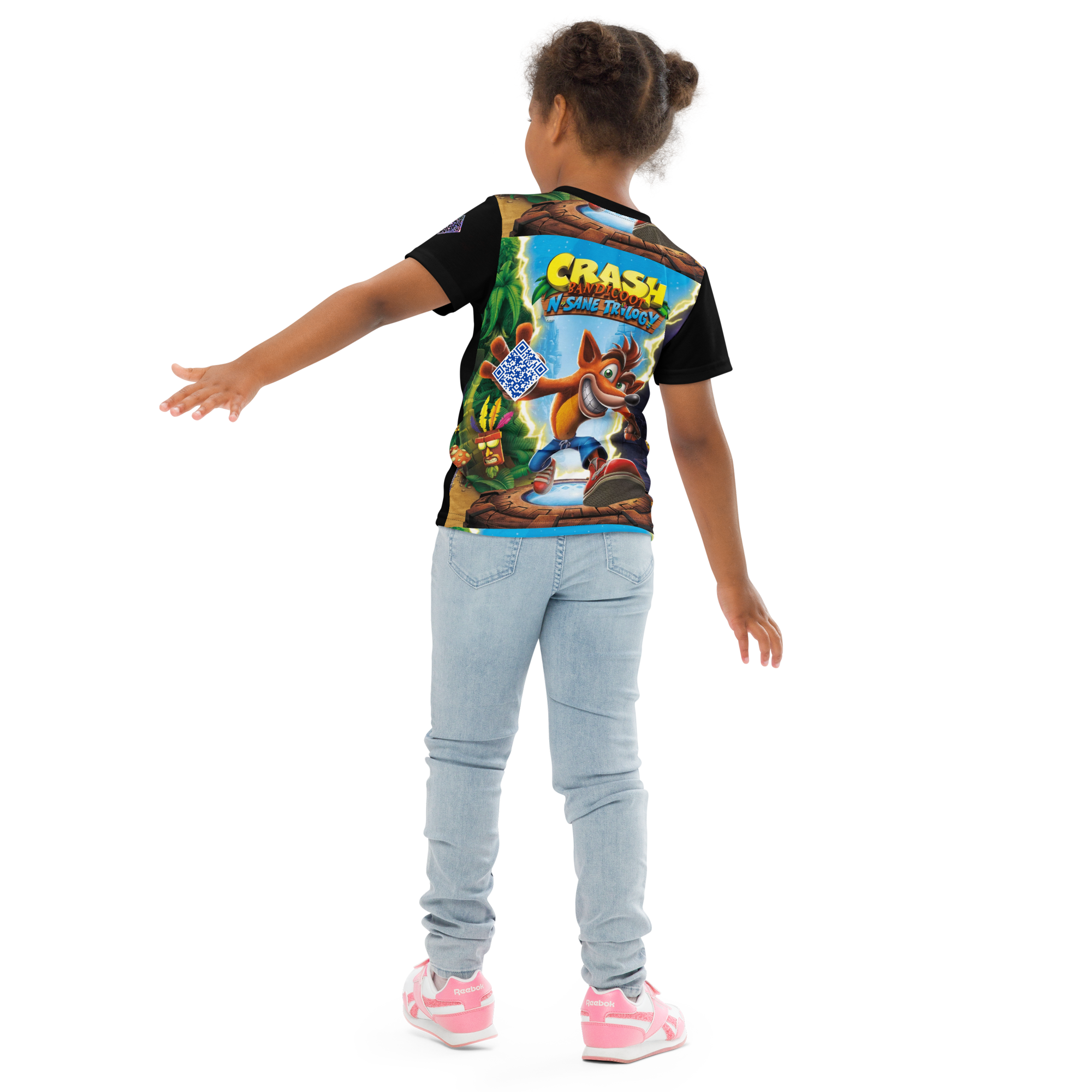 Digital Crash Bandicoot Retro Gaming Tribute Kids crew neck t-shirt