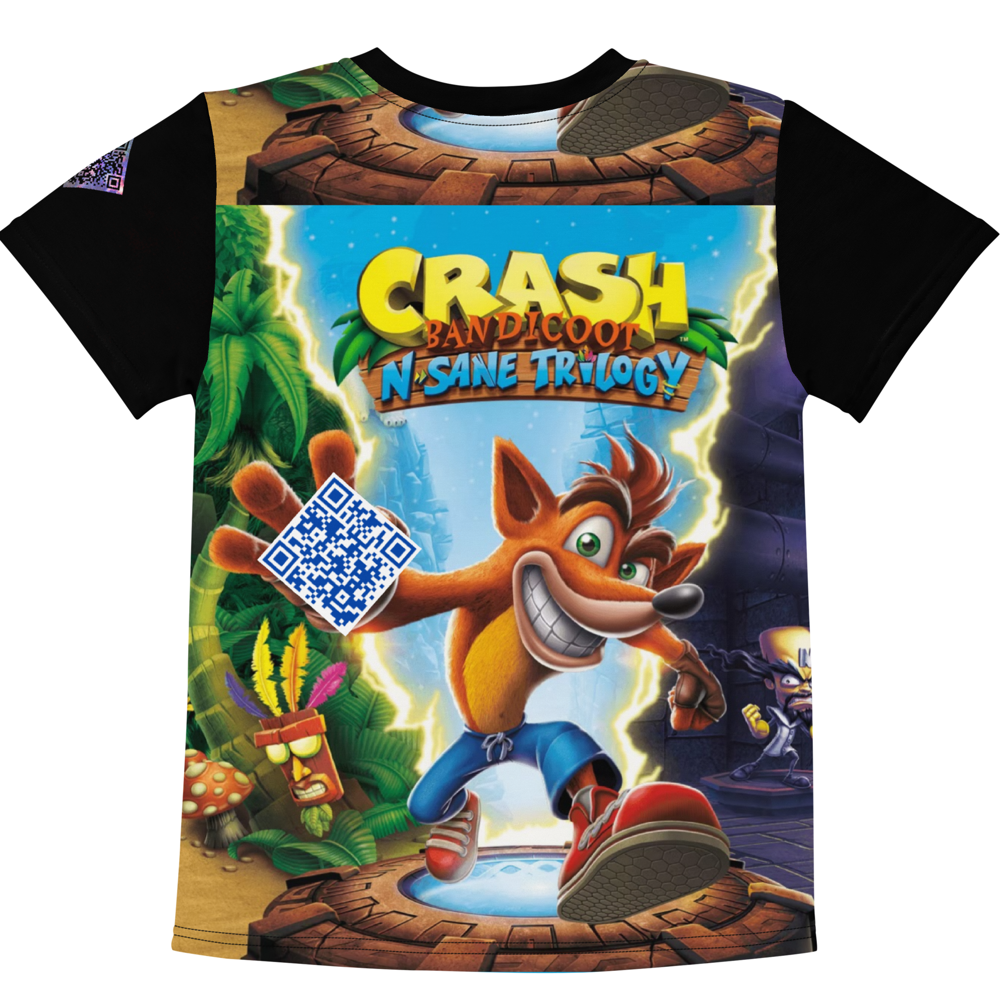 Digital Crash Bandicoot Retro Gaming Tribute Kids crew neck t-shirt